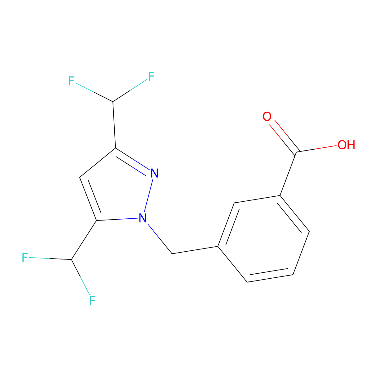 3-{[3,5-bis(difluoromethyl)-1H-pyrazol-1-yl]methyl}benzoic acid molecular structure, CAS 1001518-90-6