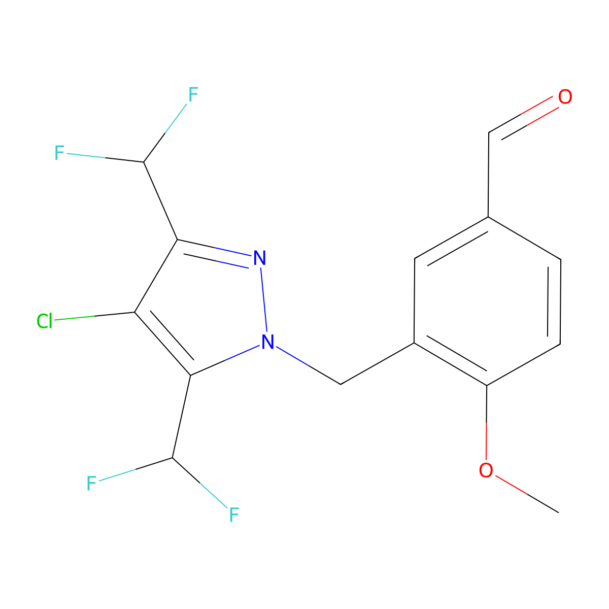 3-{[4-chloro-3,5-bis(difluoromethyl)-1H-pyrazol-1-yl]methyl}-4-methoxybenzaldehyde molecular structure, CAS 1001518-91-7