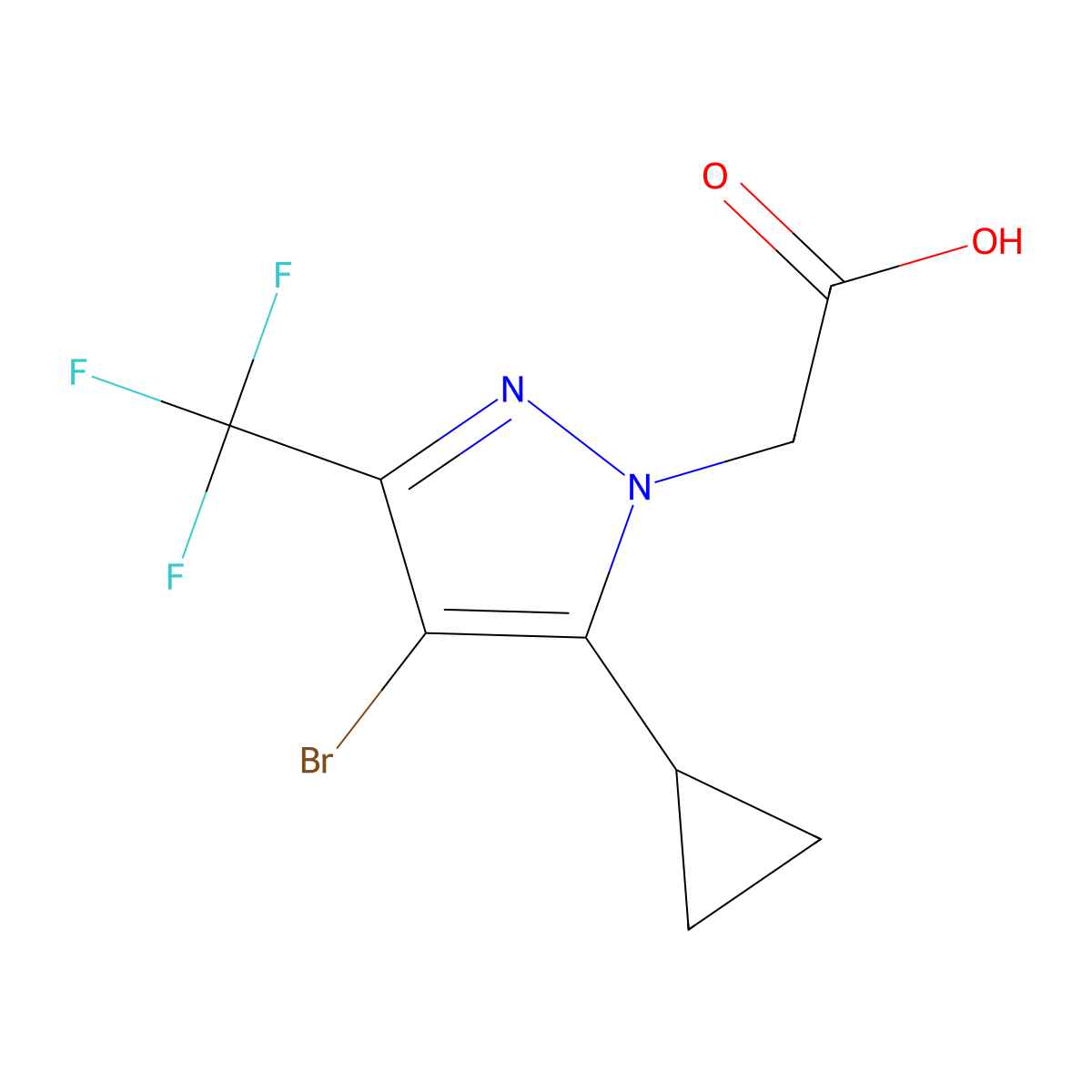 [4-bromo-5-cyclopropyl-3-(trifluoromethyl)-1H-pyrazol-1-yl]acetic acid molecular structure, CAS 1001518-92-8