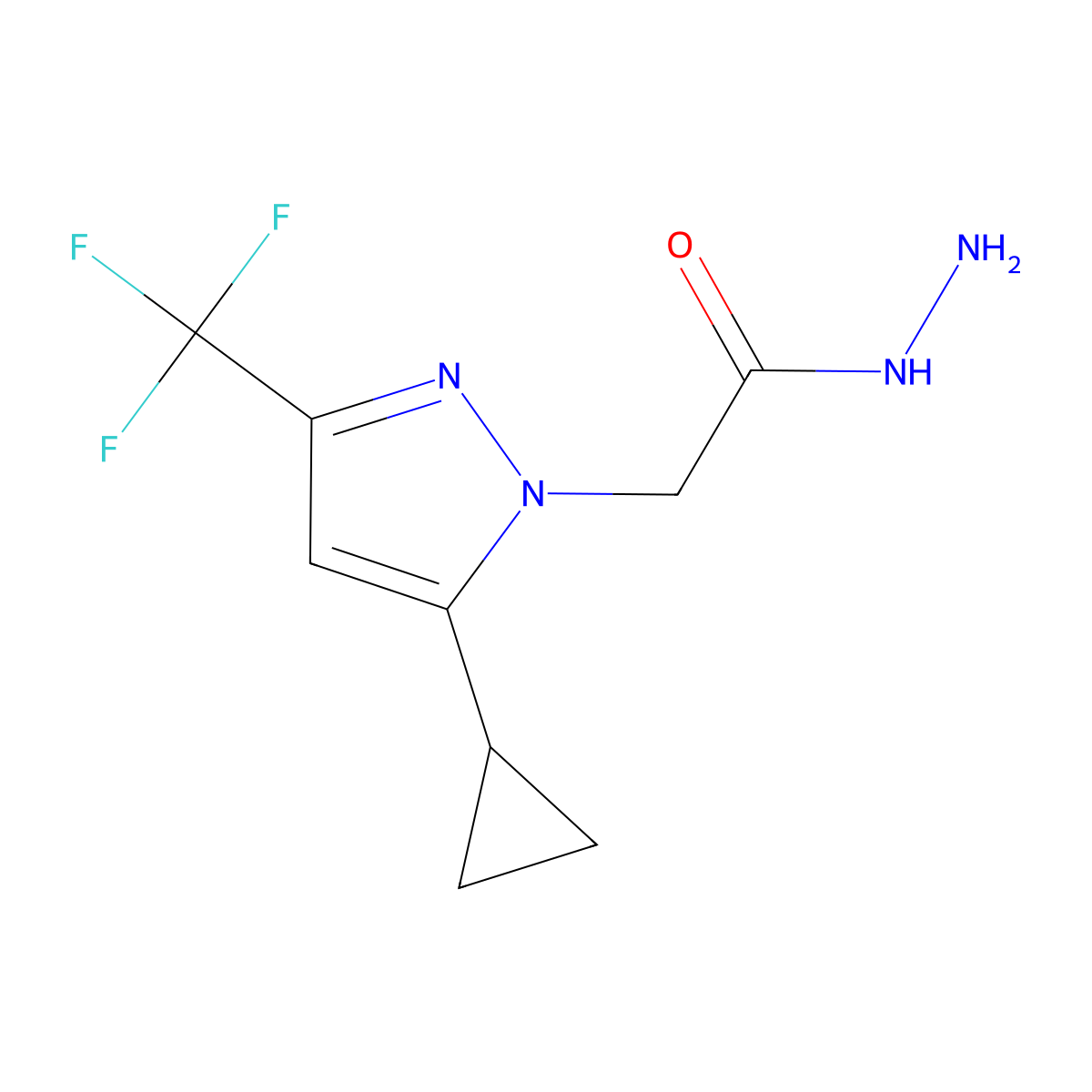 2-[5-cyclopropyl-3-(trifluoromethyl)-1H-pyrazol-1-yl]acetohydrazide molecular structure, CAS 1001518-93-9