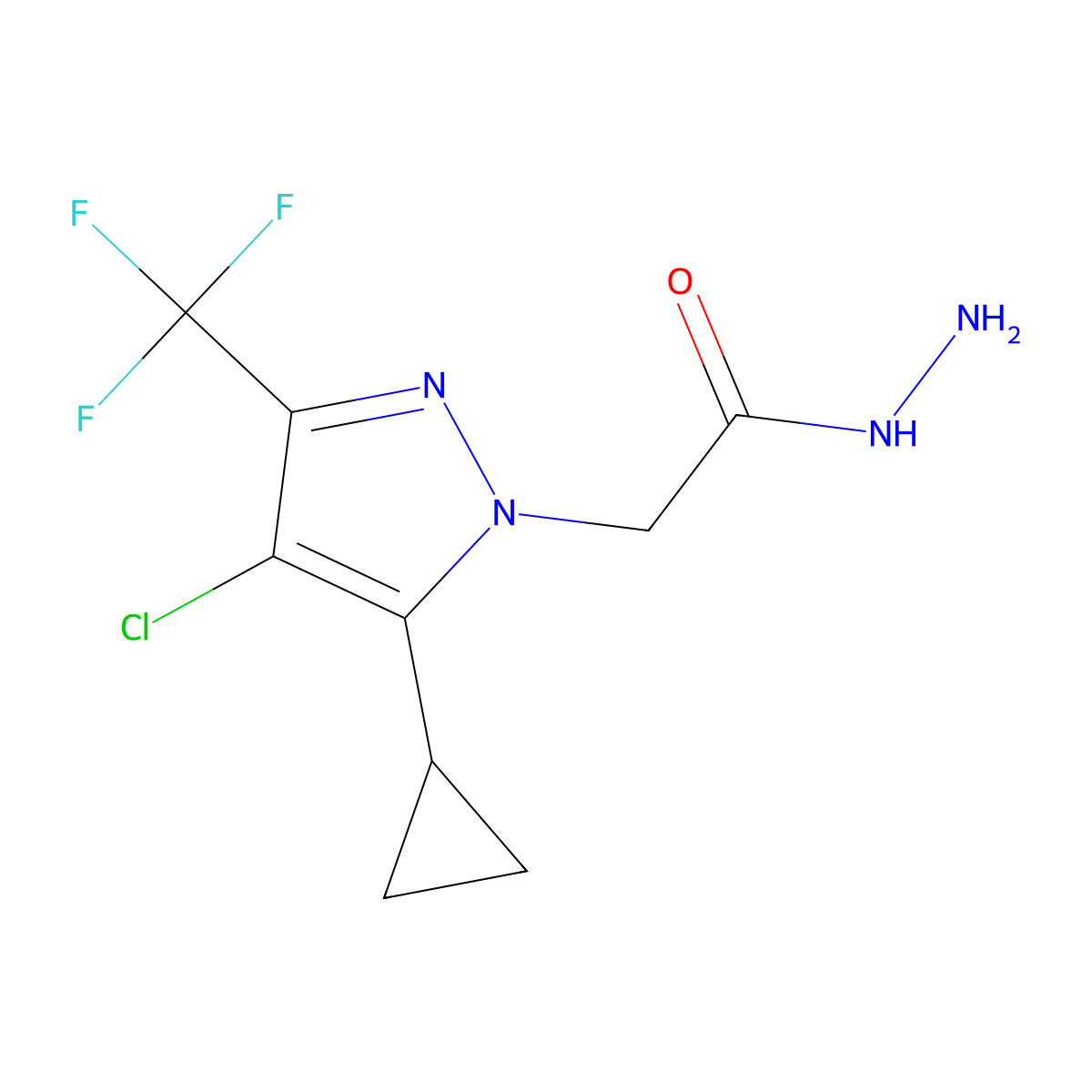 2-[4-chloro-5-cyclopropyl-3-(trifluoromethyl)-1H-pyrazol-1-yl]acetohydrazide molecular structure, CAS 1001518-94-0