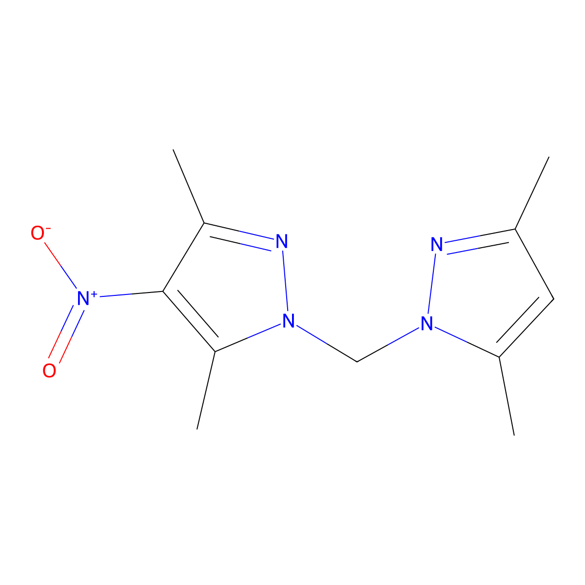 1-(3,5-Dimethyl-pyrazol-1-ylmethyl)-3,5-dimethyl-4-nitro-1H-pyrazole molecular structure, CAS 1001519-02-3