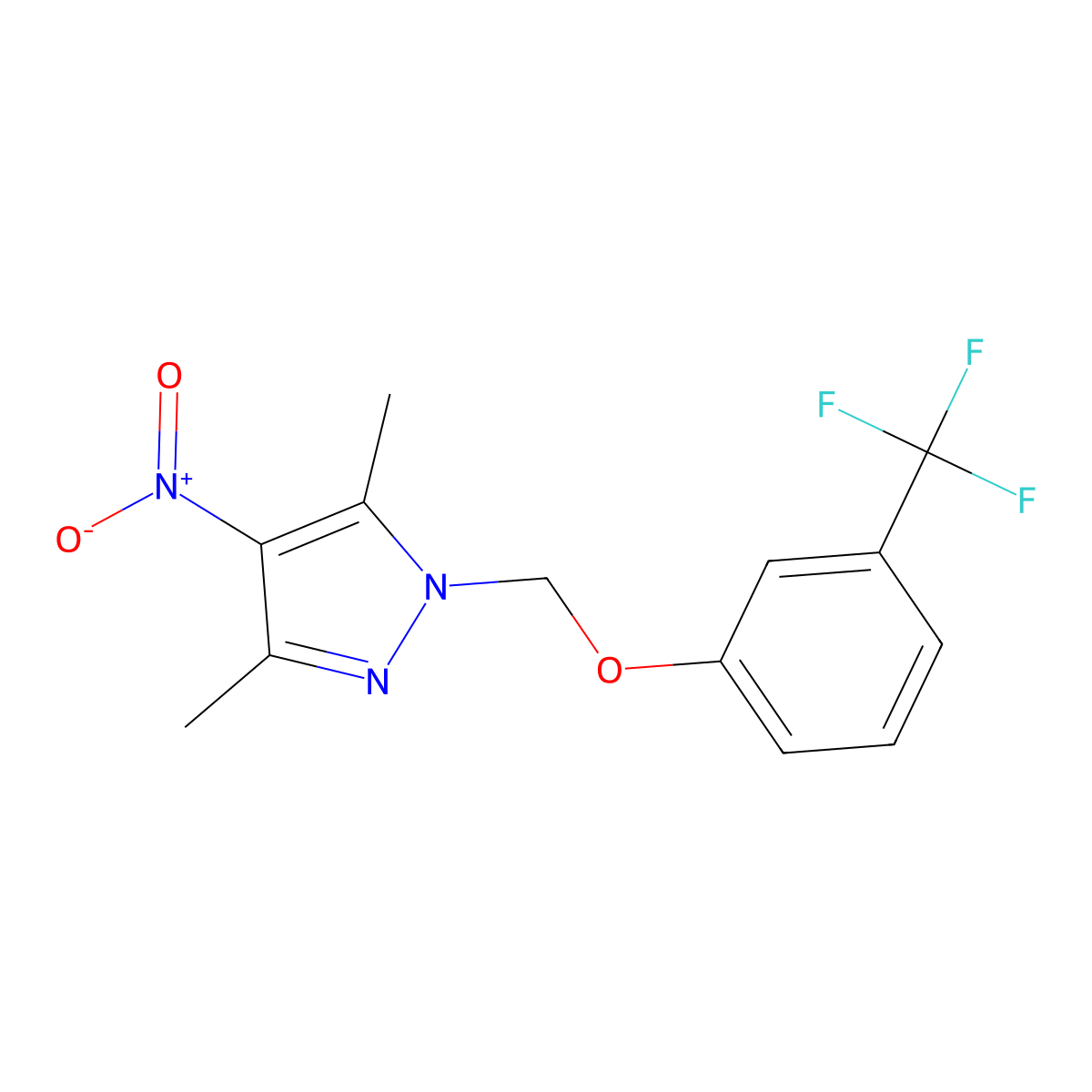 3,5-Dimethyl-4-nitro-1-(3-trifluoromethyl-phenoxymethyl)-1H-pyrazole molecular structure, CAS 1001519-03-4
