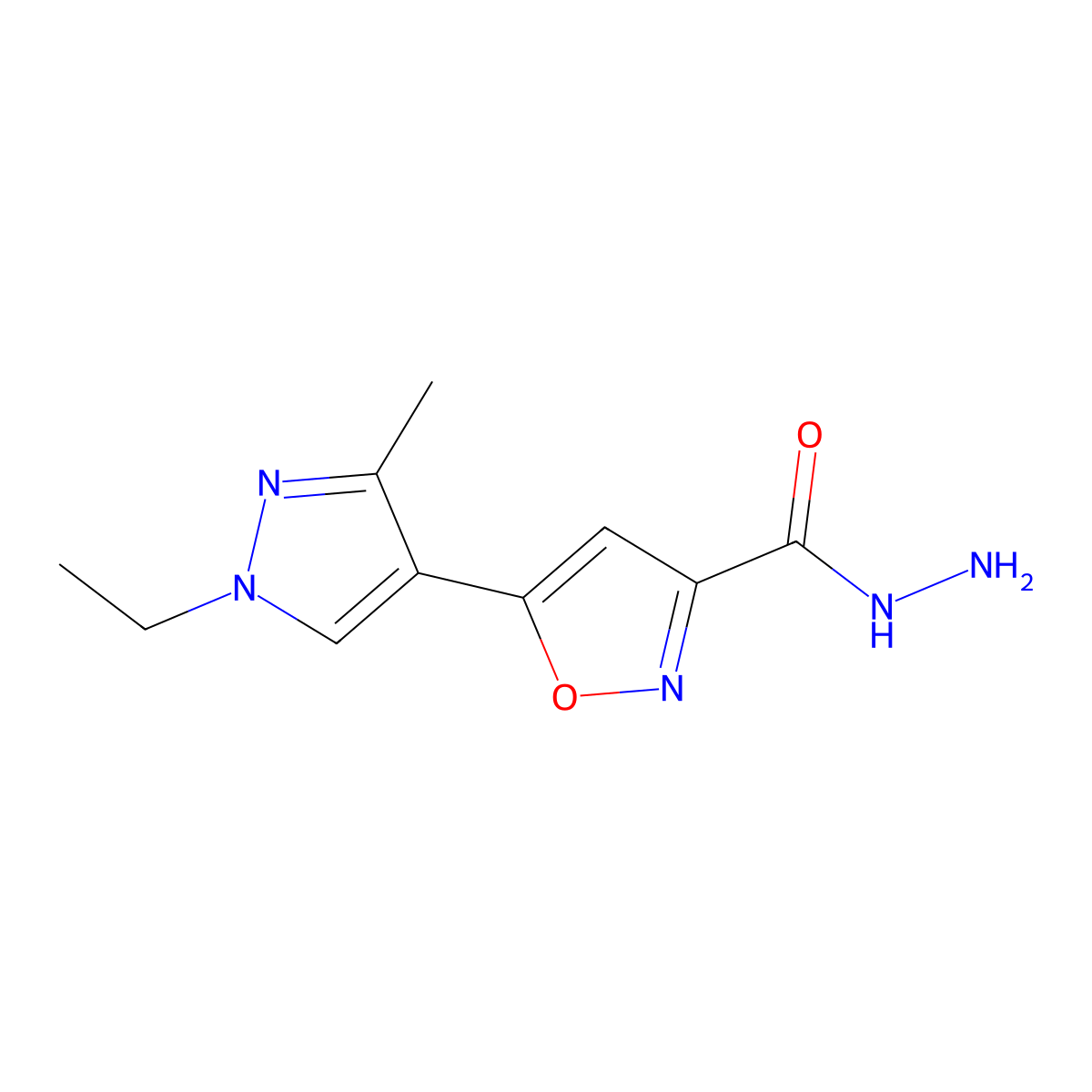 5-(1-Ethyl-3-methyl-1H-pyrazol-4-yl)isoxazole-3-carbohydrazide molecular structure, CAS 1001519-07-8