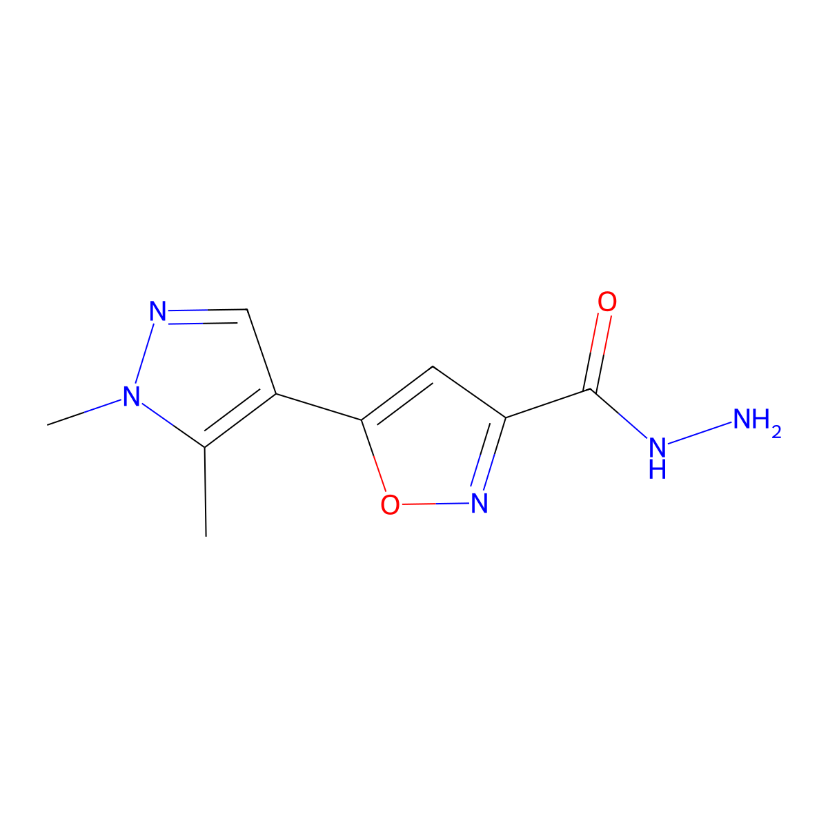 5-(1,5-Dimethyl-1H-pyrazol-4-yl)isoxazole-3-carbohydrazide molecular structure, CAS 1001519-08-9