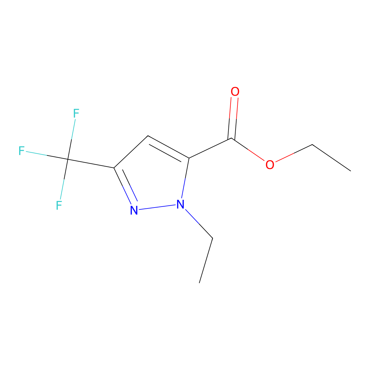 ethyl 1-ethyl-3-(trifluoromethyl)-1H-pyrazole-5-carboxylate molecular structure, CAS 1001519-11-4