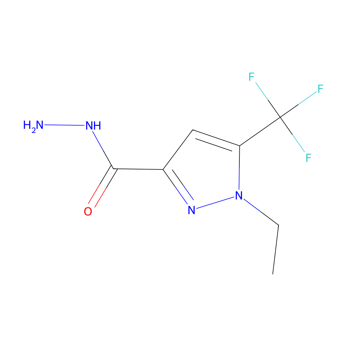 1-ethyl-5-(trifluoromethyl)-1H-pyrazole-3-carbohydrazide molecular structure, CAS 1001519-13-6