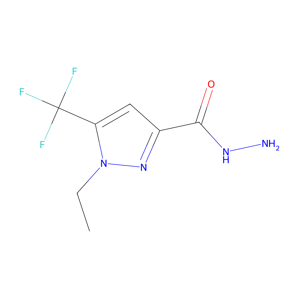 1-ethyl-5-(trifluoromethyl)-1H-pyrazole-3-carbohydrazide molecular structure, CAS 1001519-13-6