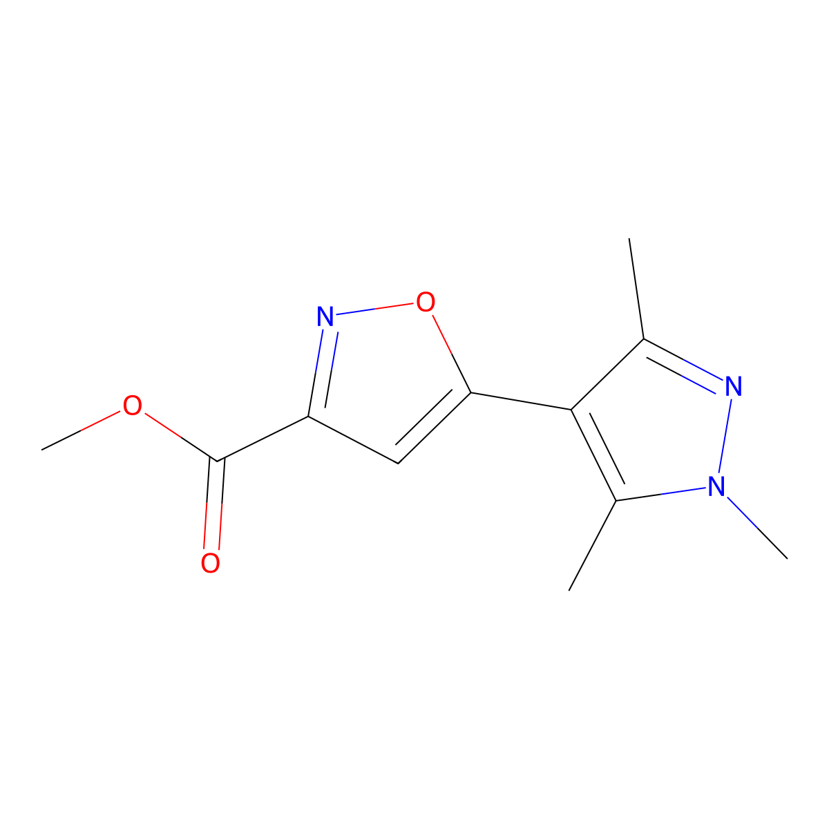 Methyl 5-(1,3,5-trimethyl-1H-pyrazol-4-yl)isoxazole-3-carboxylate molecular structure, CAS 1001519-19-2