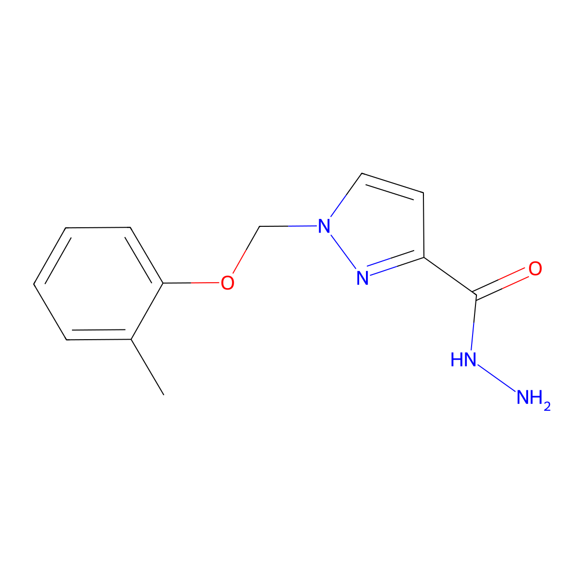 1-[(2-methylphenoxy)methyl]-1H-pyrazole-3-carbohydrazide molecular structure, CAS 1001519-20-5