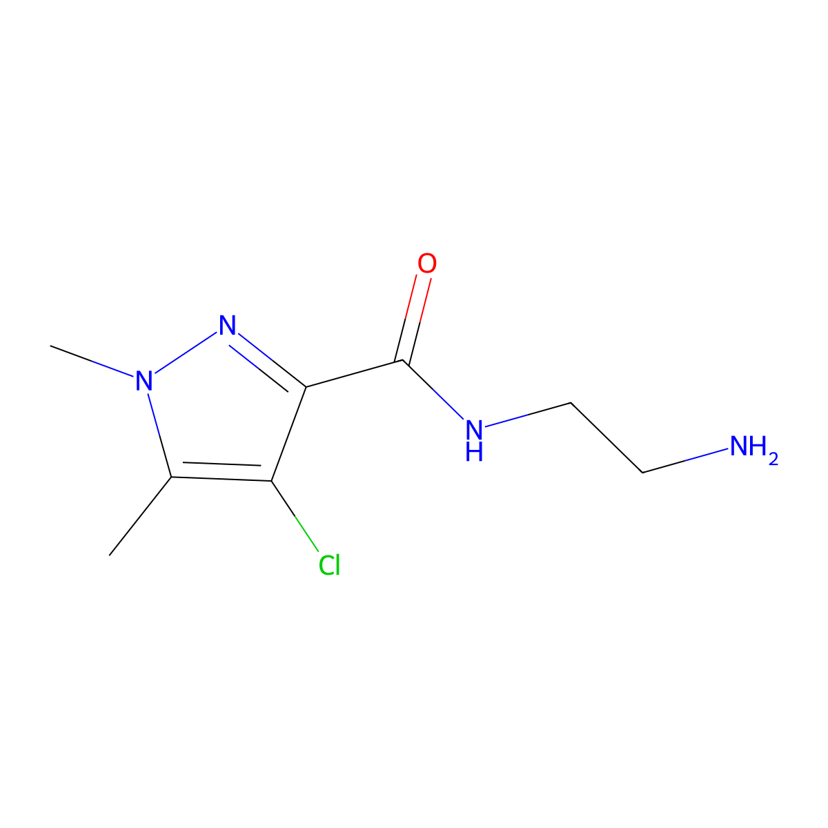 N-(2-aminoethyl)-4-chloro-1,5-dimethyl-1H-pyrazole-3-carboxamide molecular structure, CAS 1001519-21-6