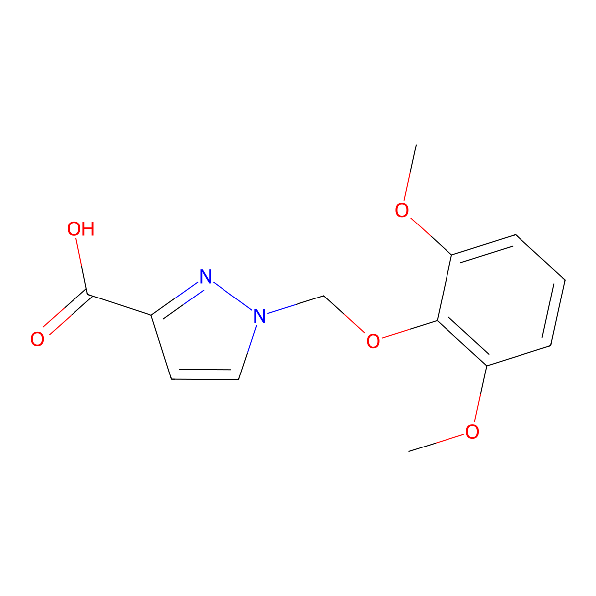 1-[(2,6-dimethoxyphenoxy)methyl]-1H-pyrazole-3-carboxylic acid molecular structure, CAS 1001519-23-8