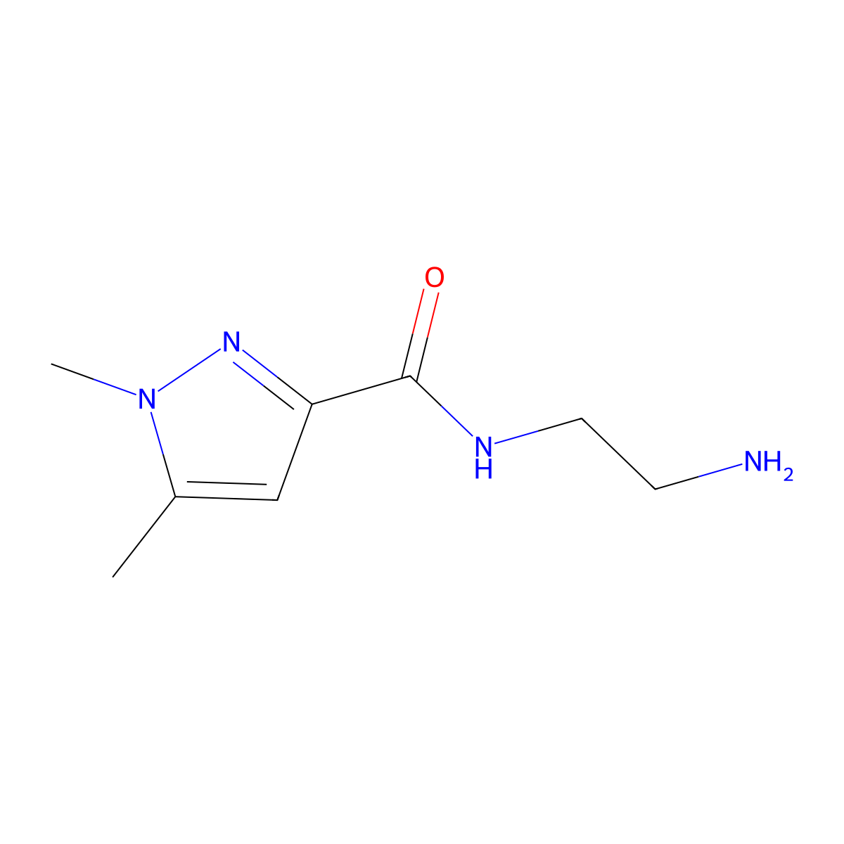 N-(2-aminoethyl)-1,5-dimethyl-1H-pyrazole-3-carboxamide molecular structure, CAS 1001519-26-1