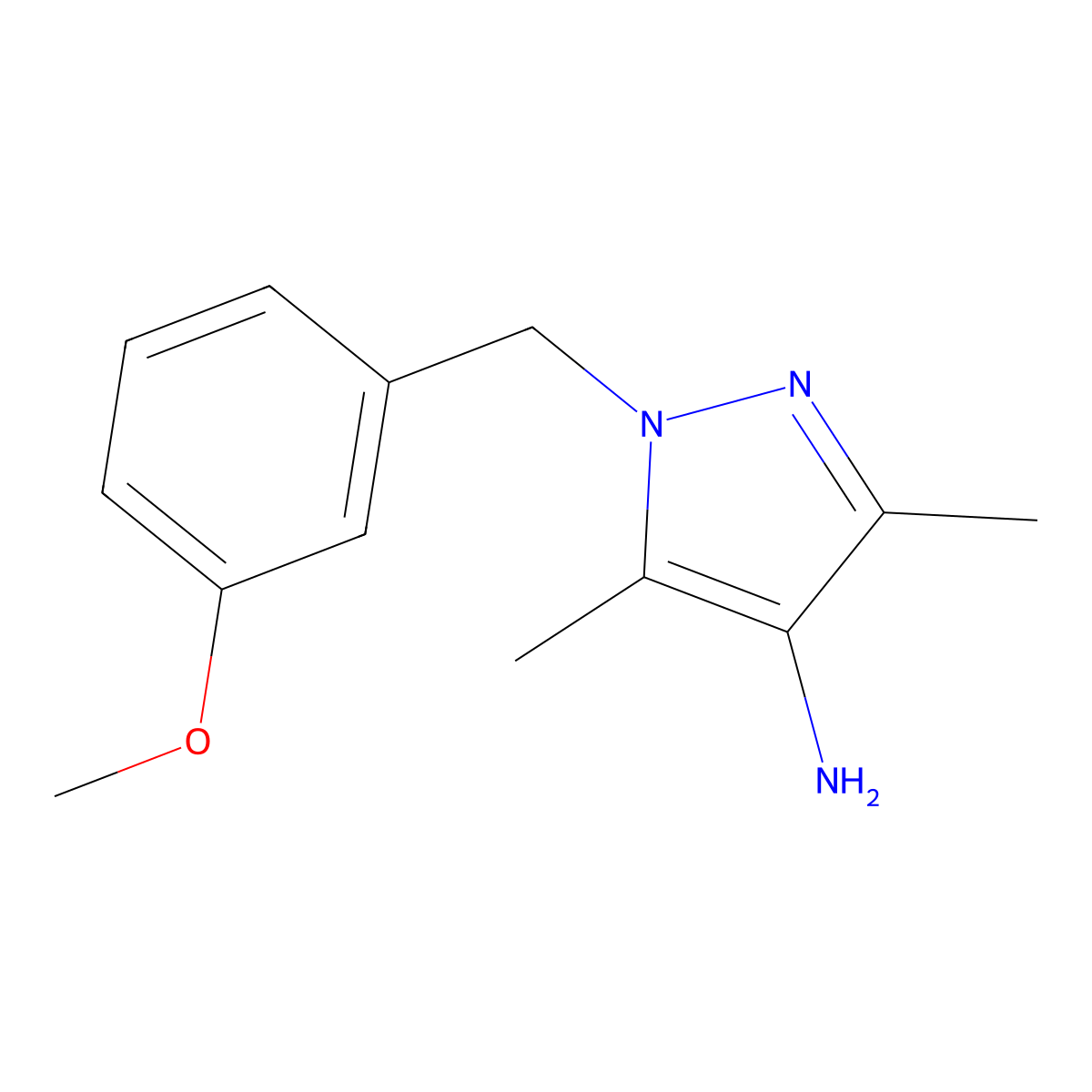 1-(3-methoxybenzyl)-3,5-dimethyl-1H-pyrazol-4-amine molecular structure, CAS 1001519-29-4