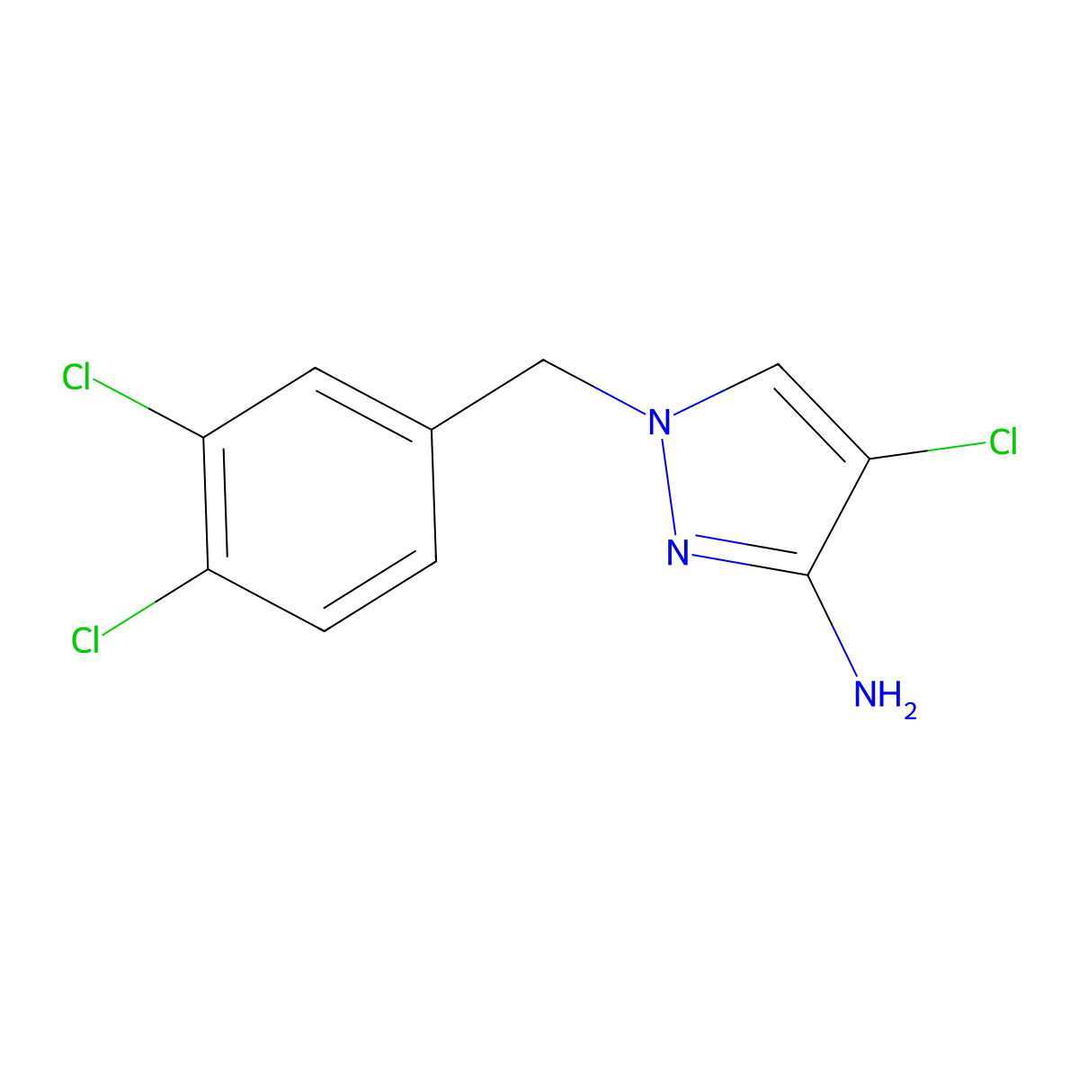 4-chloro-1-(3,4-dichlorobenzyl)-1H-pyrazol-3-amine molecular structure, CAS 1001519-30-7