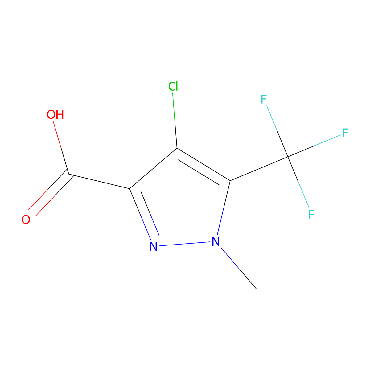 4-Chloro-1-methyl-5-(trifluoromethyl)-1H-pyrazole-3-carboxylic acid molecular structure, CAS 1001519-38-5