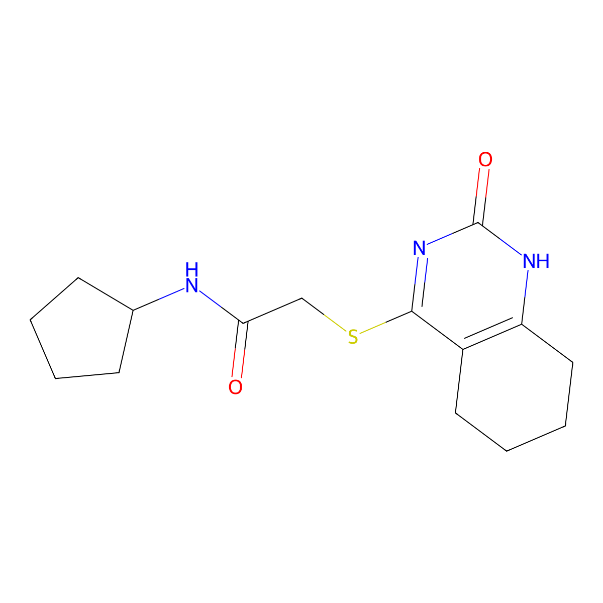 N-cyclopentyl-2-[(2-oxo-5,6,7,8-tetrahydro-1H-quinazolin-4-yl)sulfanyl]acetamide molecular structure, CAS 1001519-78-3