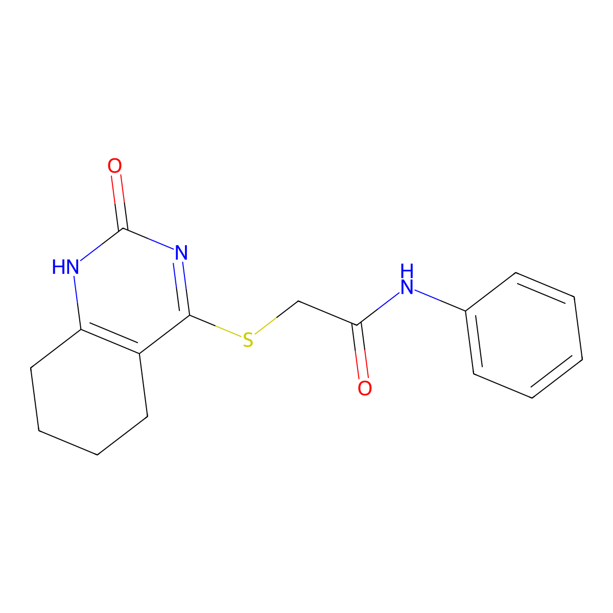 2-[(2-oxo-5,6,7,8-tetrahydro-1H-quinazolin-4-yl)sulfanyl]-N-phenylacetamide molecular structure, CAS 1001519-80-7