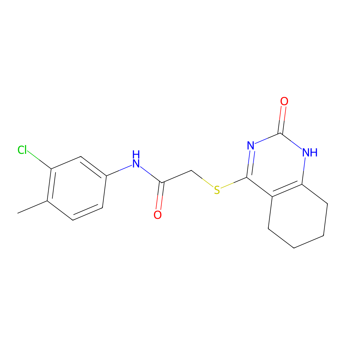 N-(3-chloro-4-methylphenyl)-2-[(2-oxo-5,6,7,8-tetrahydro-1H-quinazolin-4-yl)sulfanyl]acetamide molecular structure, CAS 1001519-89-6