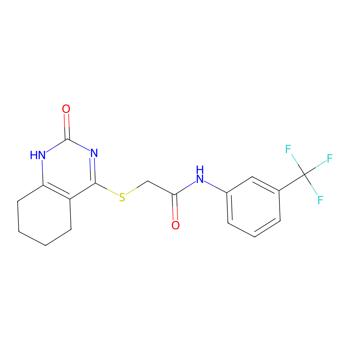 2-[(2-oxo-5,6,7,8-tetrahydro-1H-quinazolin-4-yl)sulfanyl]-N-[3-(trifluoromethyl)phenyl]acetamide molecular structure, CAS 1001519-91-0