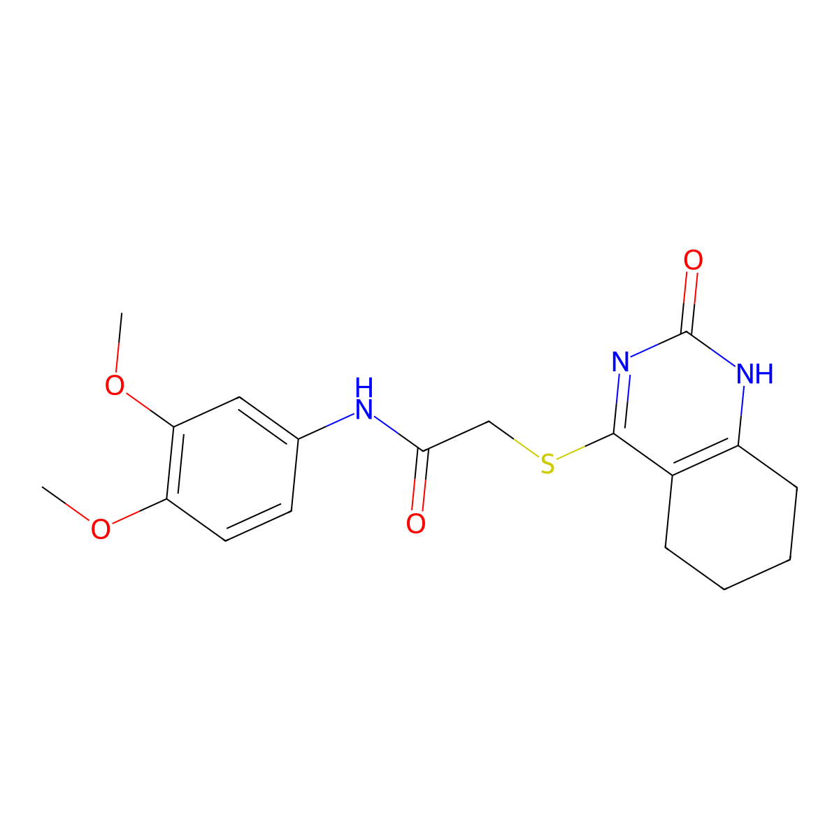N-(3,4-dimethoxyphenyl)-2-[(2-oxo-5,6,7,8-tetrahydro-1H-quinazolin-4-yl)sulfanyl]acetamide molecular structure, CAS 1001519-94-3