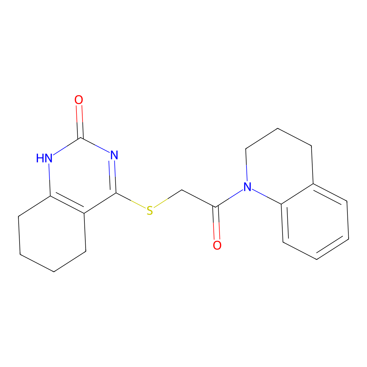 4-((2-(3,4-dihydroquinolin-1(2H)-yl)-2-oxoethyl)thio)-5,6,7,8-tetrahydroquinazolin-2(1H)-one molecular structure, CAS 1001520-03-1