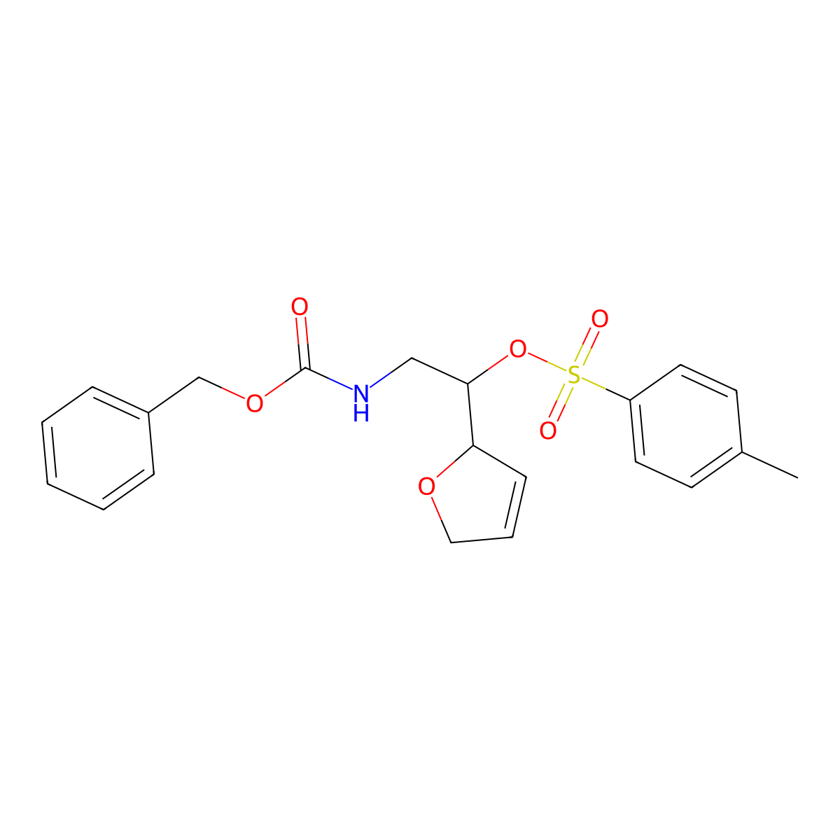 benzyl N-[(2R)-2-[(2S)-2,5-dihydrofuran-2-yl]-2-[(4-methylbenzenesulfonyl)oxy]ethyl]carbamate molecular structure, CAS 1001547-78-9