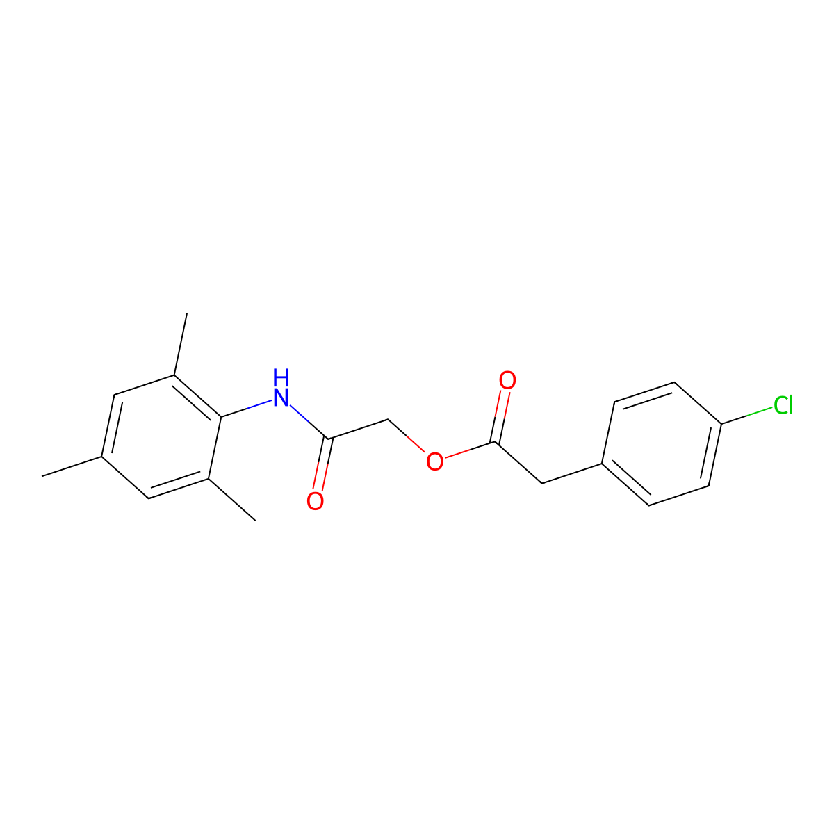 [2-Oxo-2-(2,4,6-trimethylanilino)ethyl] 2-(4-chlorophenyl)acetate molecular structure, CAS 1001562-17-9