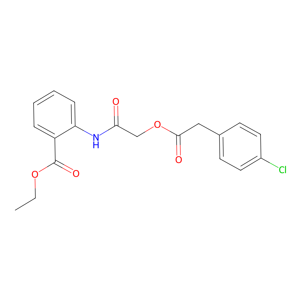 Ethyl 2-[[2-[2-(4-chlorophenyl)acetyl]oxyacetyl]amino]benzoate molecular structure, CAS 1001562-23-7