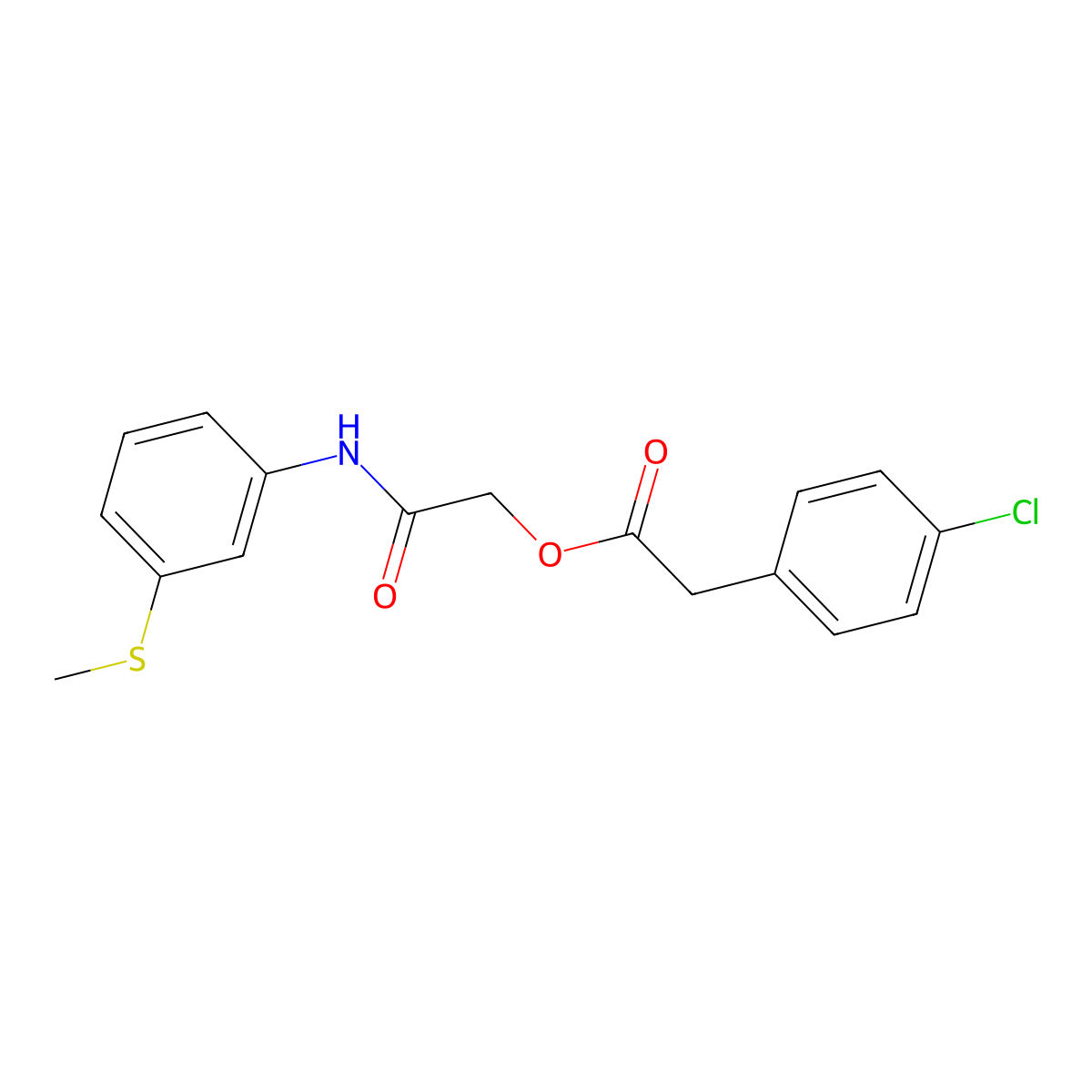 [2-(3-Methylsulfanylanilino)-2-oxoethyl] 2-(4-chlorophenyl)acetate molecular structure, CAS 1001563-87-6