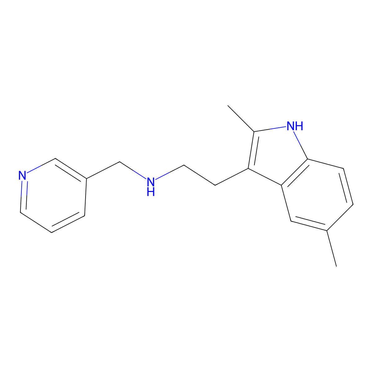 [2-(2,5-dimethyl-1H-indol-3-yl)ethyl][(pyridin-3-yl)methyl]amine molecular structure, CAS 1001566-94-4