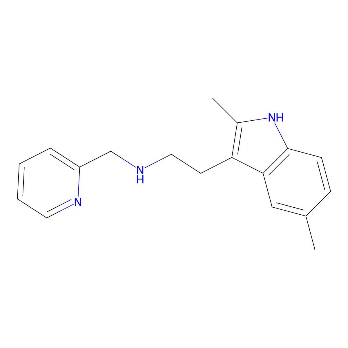 [2-(2,5-dimethyl-1H-indol-3-yl)ethyl][(pyridin-2-yl)methyl]amine molecular structure, CAS 1001566-95-5