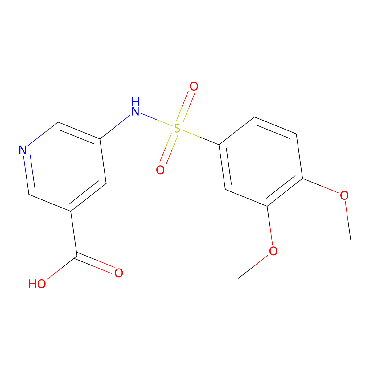 5-[(3,4-dimethoxyphenyl)sulfonylamino]pyridine-3-carboxylic Acid molecular structure, CAS 1001567-00-5