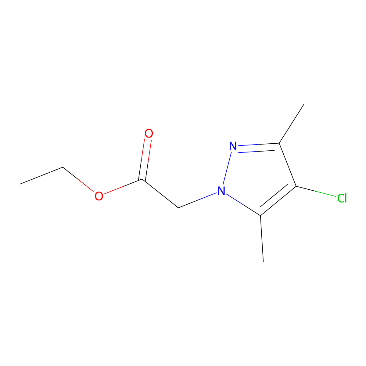 Ethyl 2-(4-chloro-3,5-dimethyl-1H-pyrazol-1-yl)acetate molecular structure, CAS 1001567-64-1