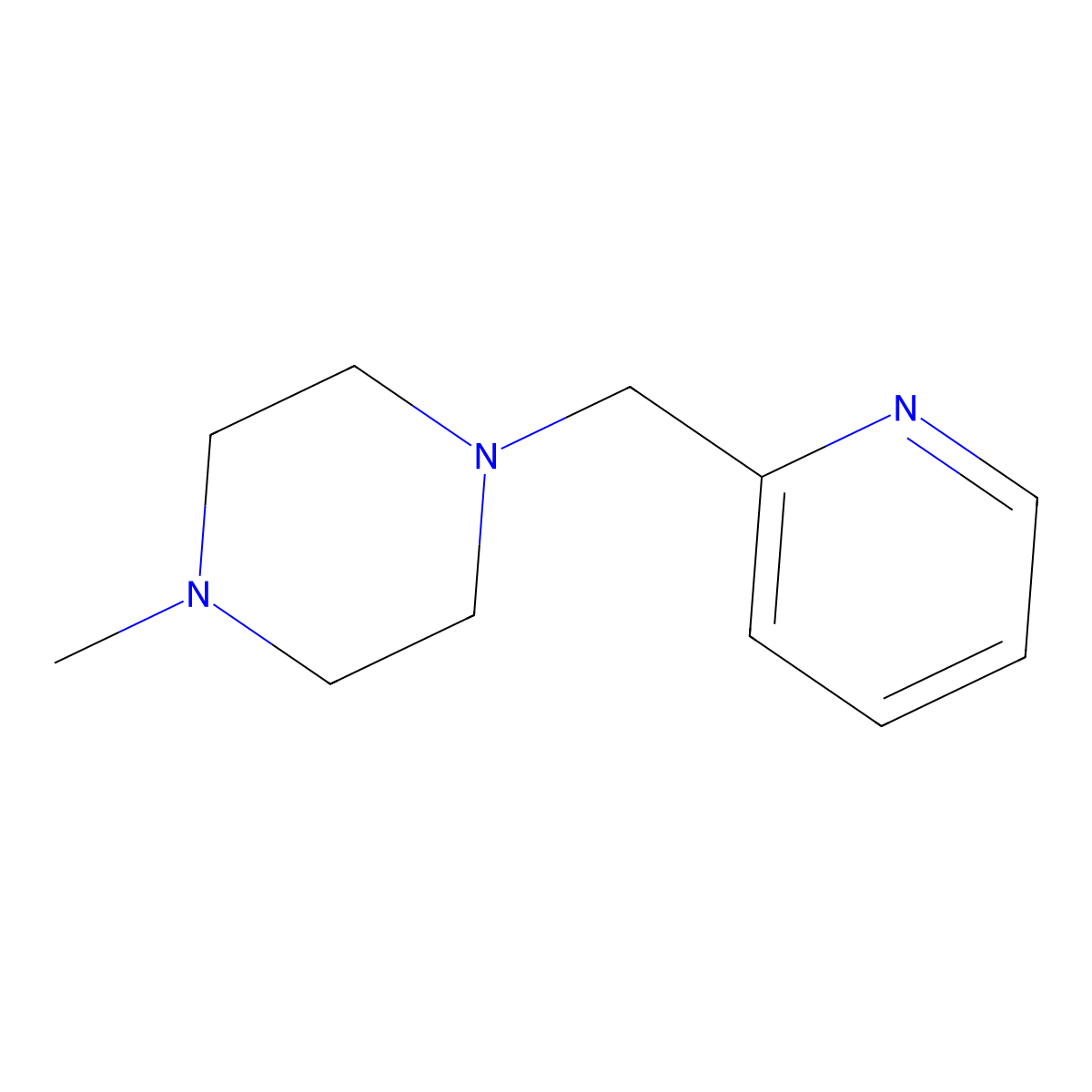 1-Methyl-4-(pyridin-2-ylmethyl)piperazine molecular structure, CAS 100158-57-4