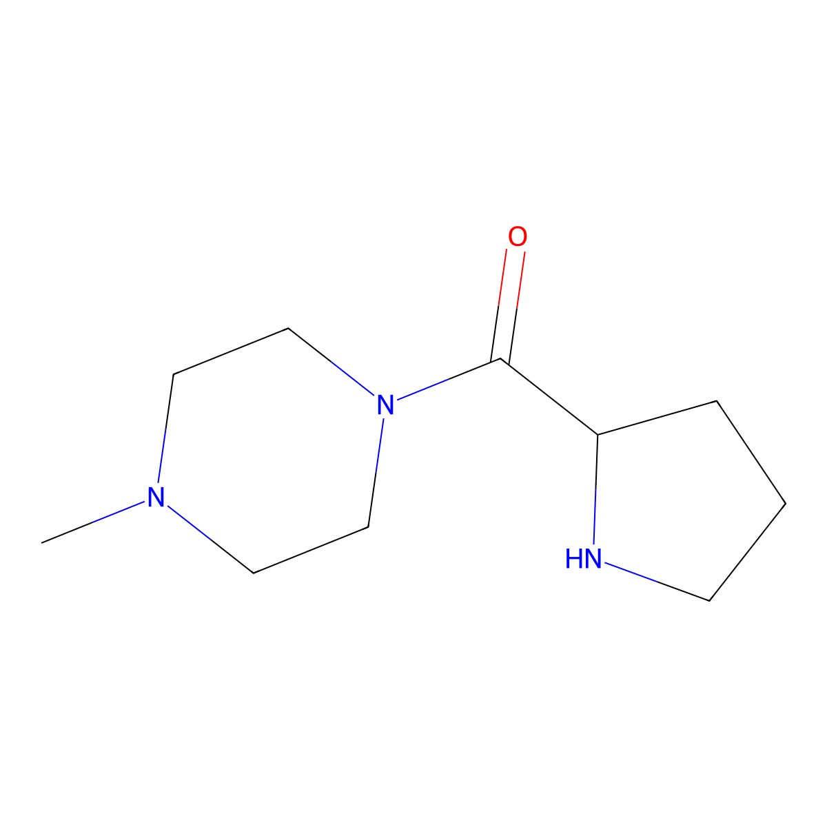 (4-Methyl-piperazin-1-yl)-(S)-pyrrolidin-2-yl-methanone molecular structure, CAS 100158-68-7