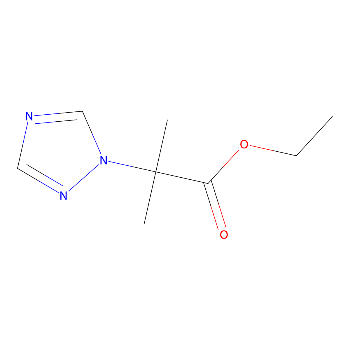 ethyl 2-methyl-2-(1H-1,2,4-triazol-1-yl)propanoate molecular structure, CAS 100159-13-5