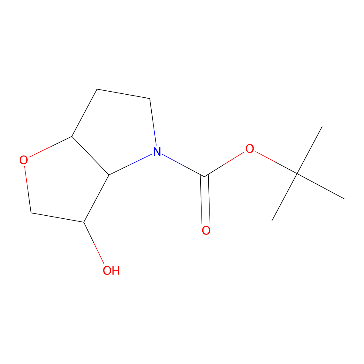 tert-butyl (3R,3aR,6aR)-3-hydroxy-hexahydro-2H-furo[3,2-b]pyrrole-4-carboxylate molecular structure, CAS 1001592-20-6