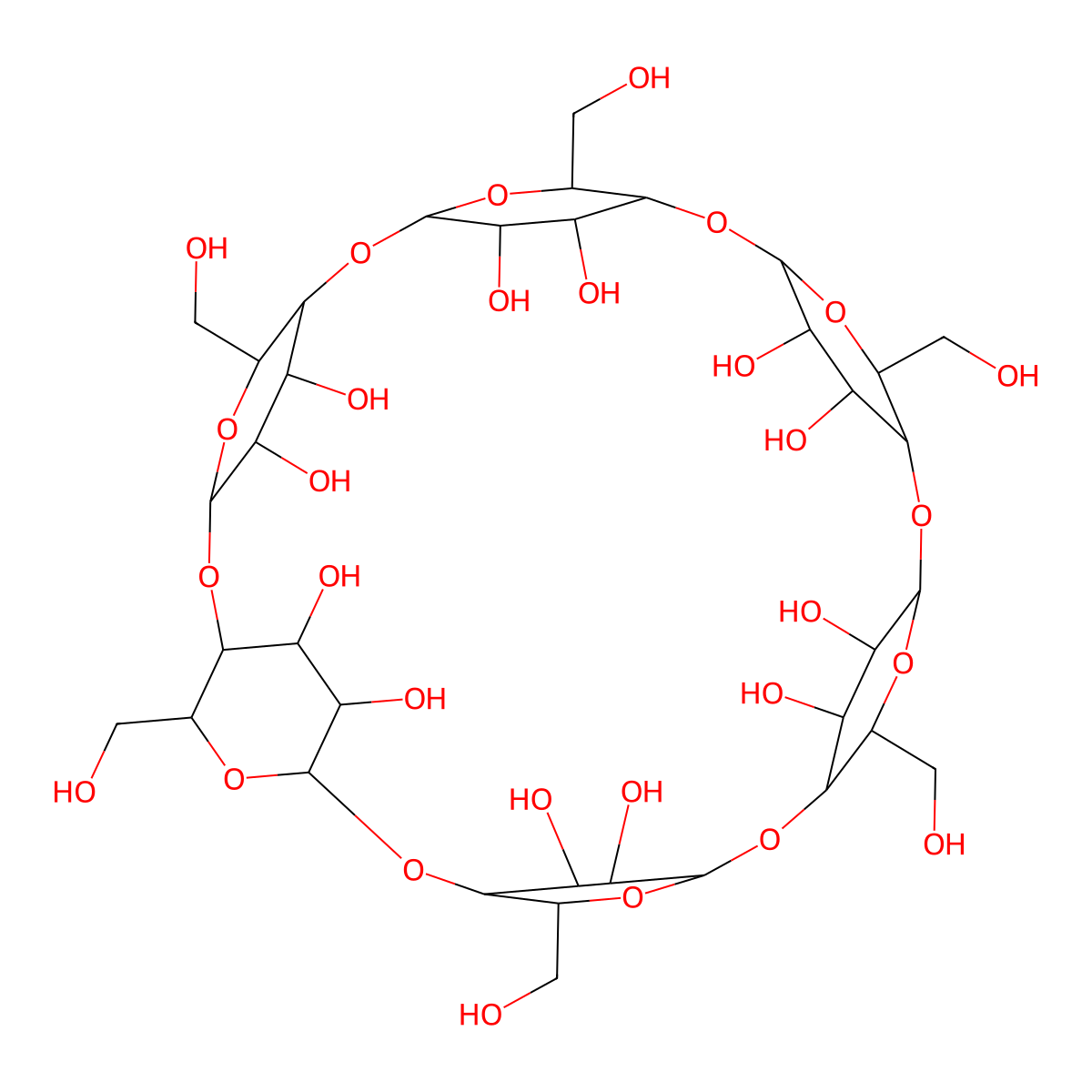 Alpha-Cyclodextrin molecular structure, CAS 10016-20-3