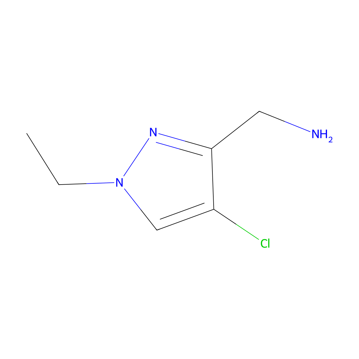 (4-chloro-1-ethyl-1H-pyrazol-3-yl)methanamine molecular structure, CAS 1001611-12-6
