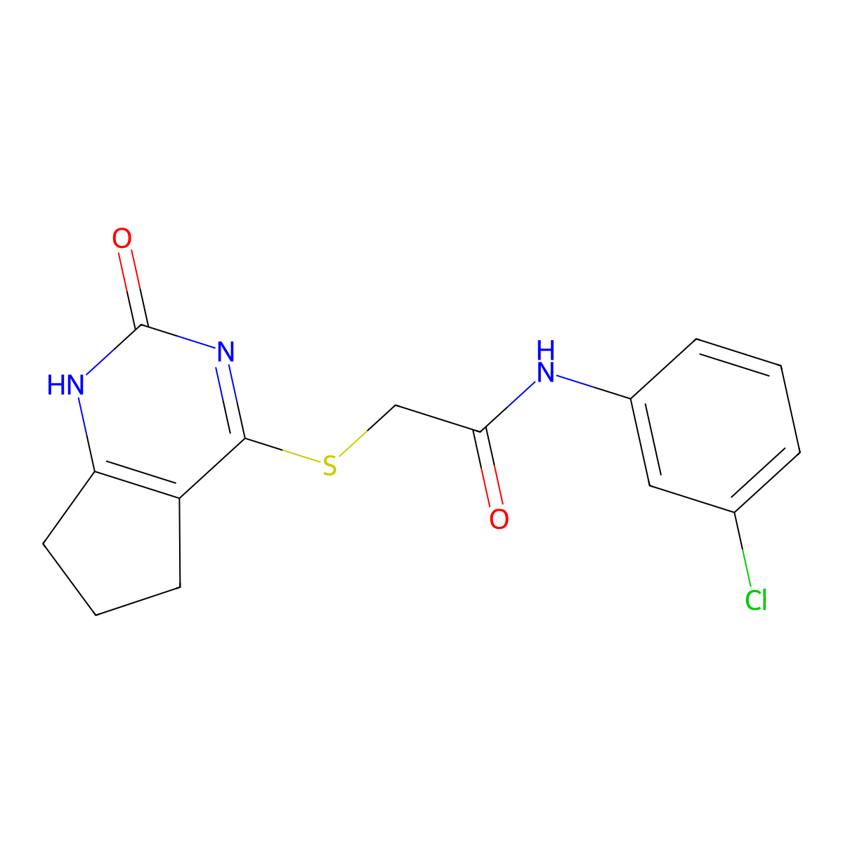 N-(3-chlorophenyl)-2-[(2-oxo-1,5,6,7-tetrahydrocyclopenta[d]pyrimidin-4-yl)sulfanyl]acetamide molecular structure, CAS 1001612-27-6
