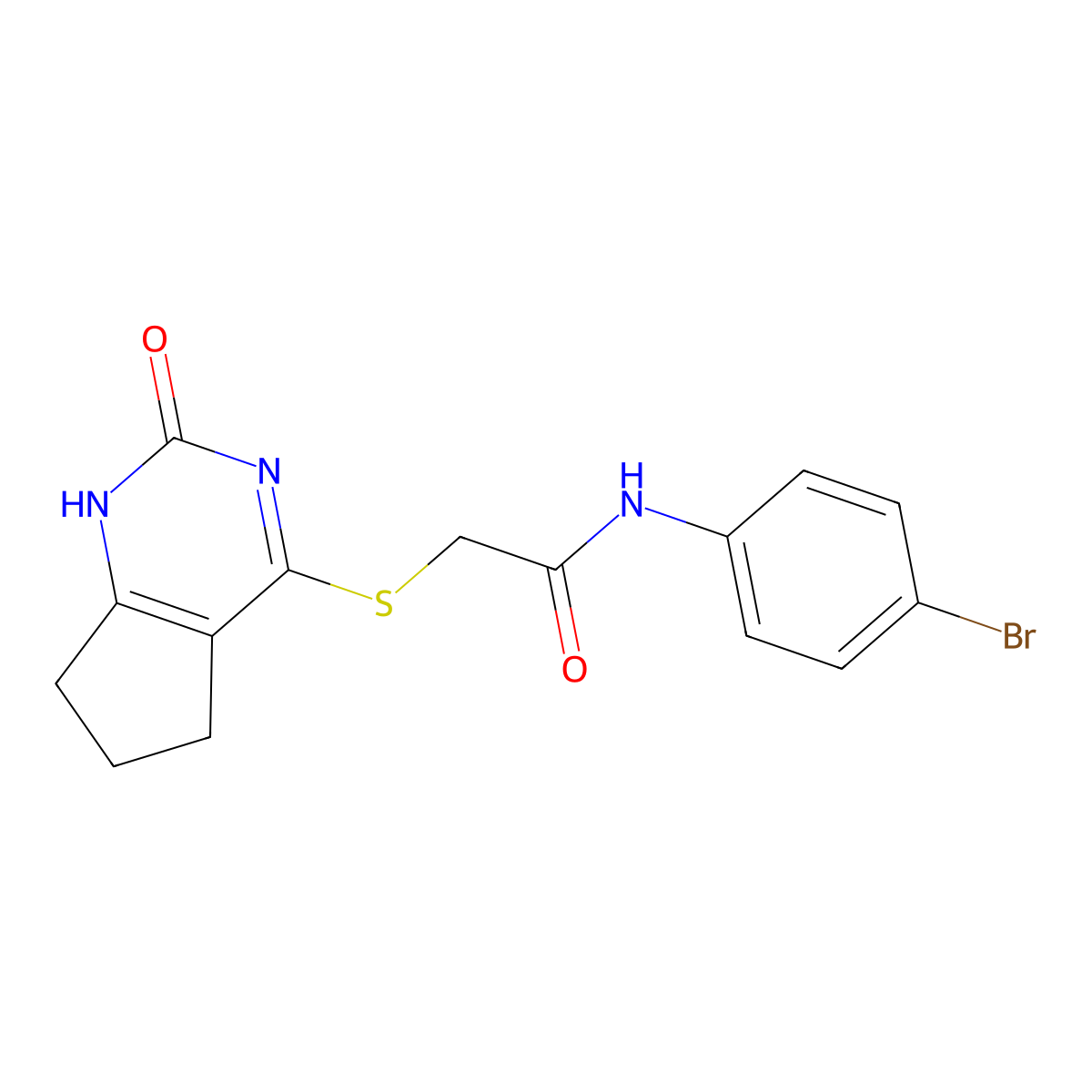 N-(4-bromophenyl)-2-[(2-oxo-1,5,6,7-tetrahydrocyclopenta[d]pyrimidin-4-yl)sulfanyl]acetamide molecular structure, CAS 1001612-28-7
