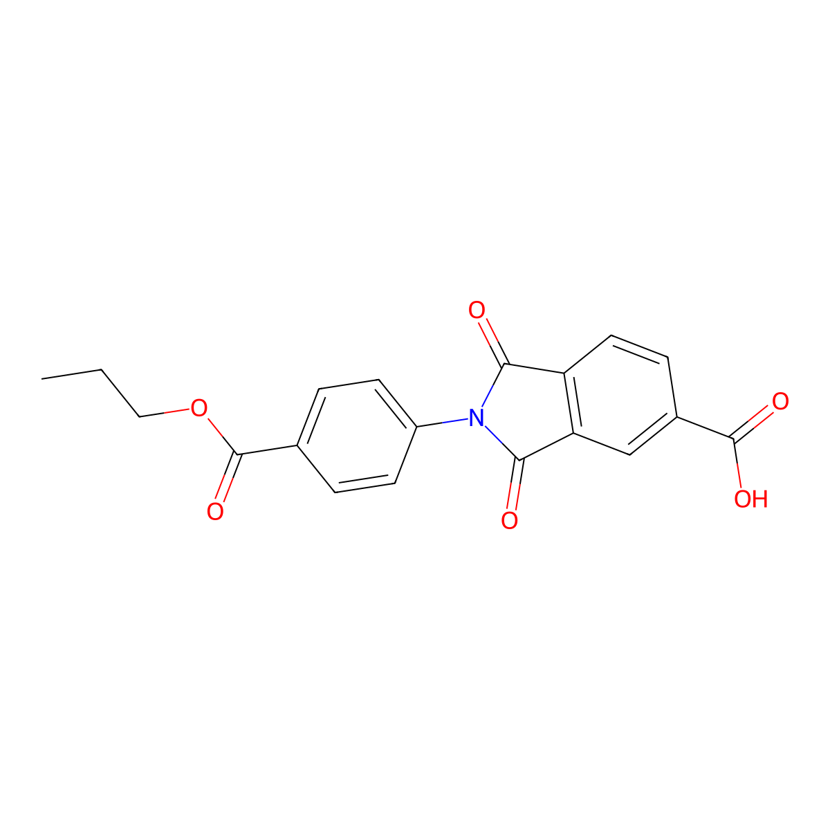 1,3-Dioxo-2-[4-(propoxycarbonyl)phenyl]isoindoline-5-carboxylic acid molecular structure, CAS 100162-30-9