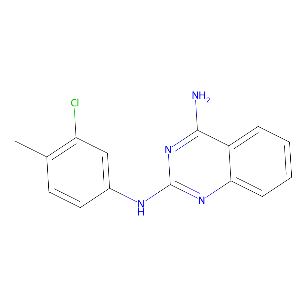 2-N-(3-chloro-4-methylphenyl)quinazoline-2,4-diamine molecular structure, CAS 1001625-82-6