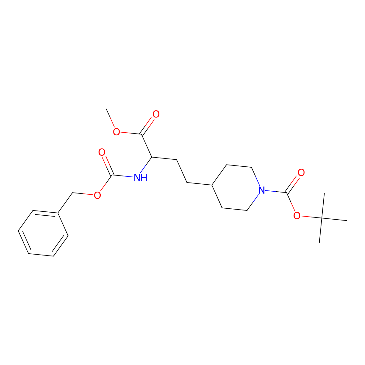 (R)-1-Boc-4-(3-Cbz-amino-3-methoxycarbonyl-propyl)piperidine molecular structure, CAS 1001646-85-0