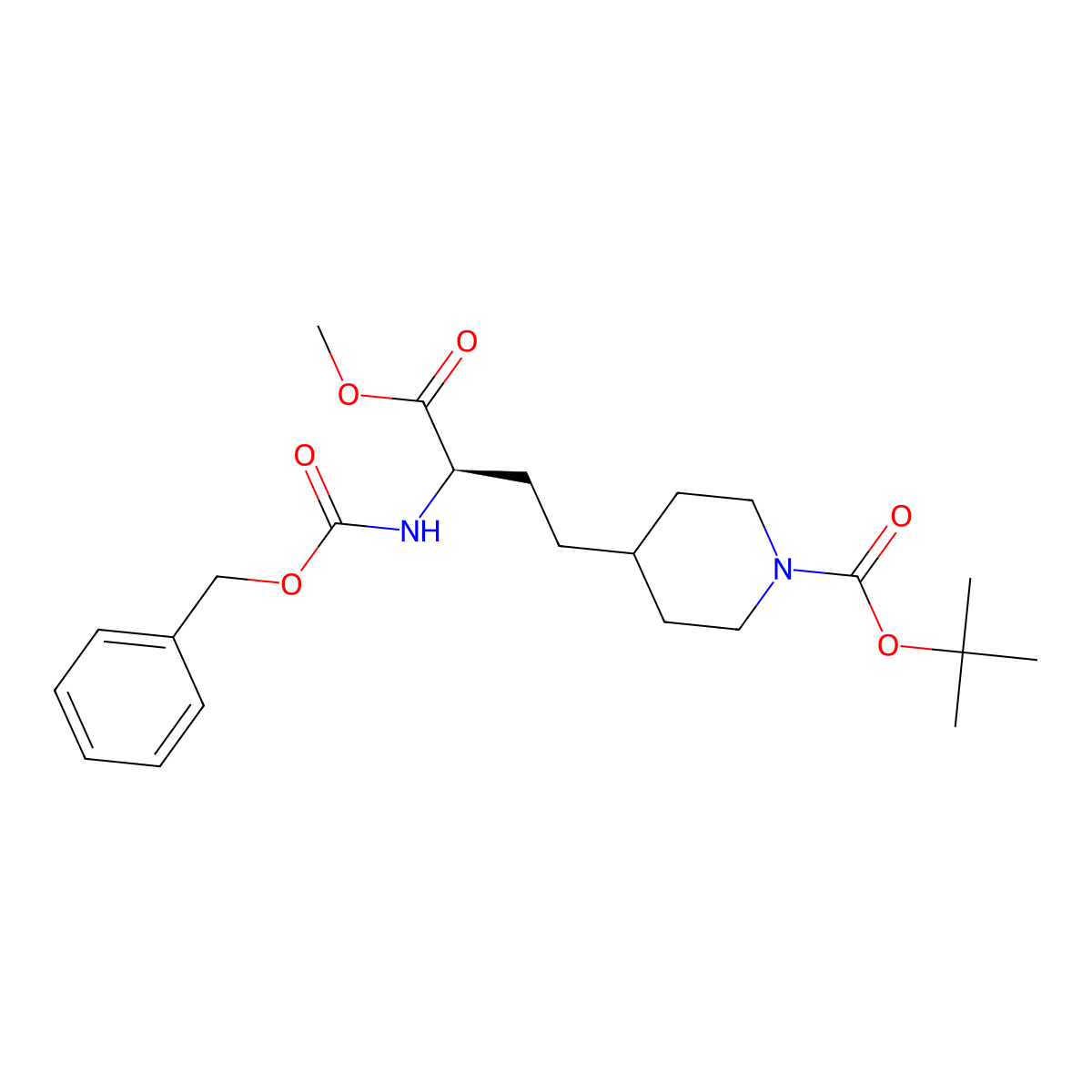 (R)-1-Boc-4-(3-Cbz-amino-3-methoxycarbonyl-propyl)piperidine molecular structure, CAS 1001646-85-0