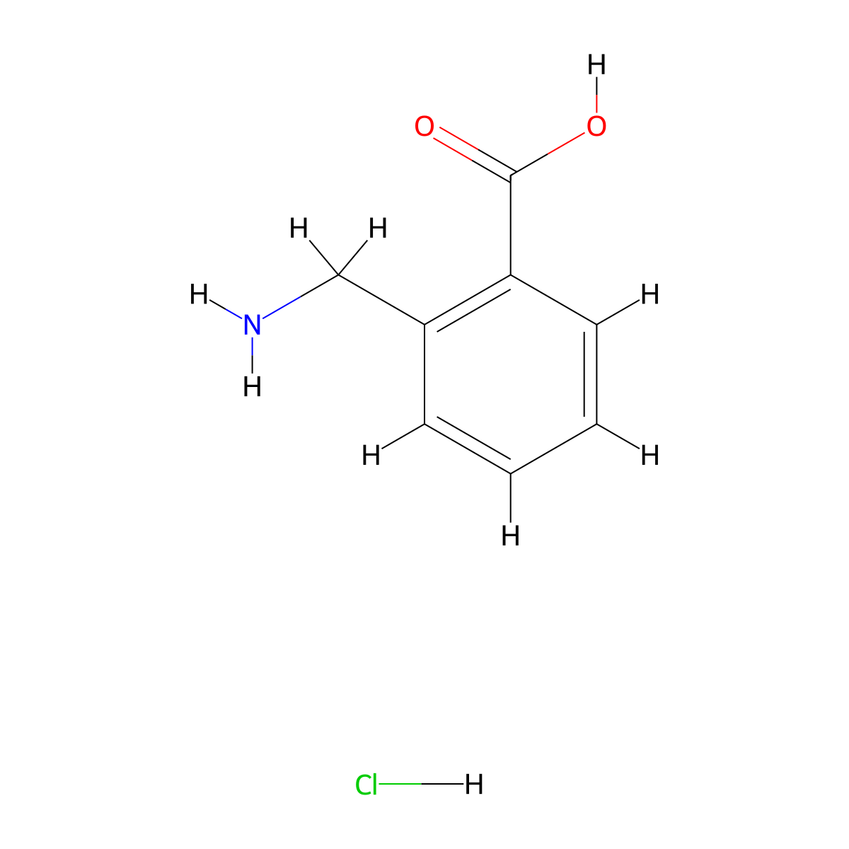 2-(Aminomethyl)benzoic acid hydrochloride molecular structure, CAS 10017-39-7