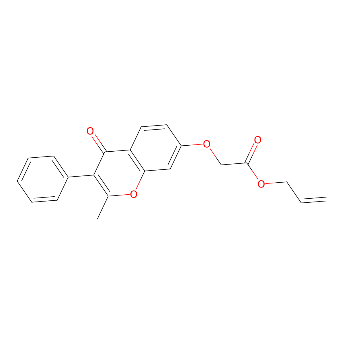 Prop-2-enyl 2-(2-methyl-4-oxo-3-phenylchromen-7-yl)oxyacetate molecular structure, CAS 100170-83-0