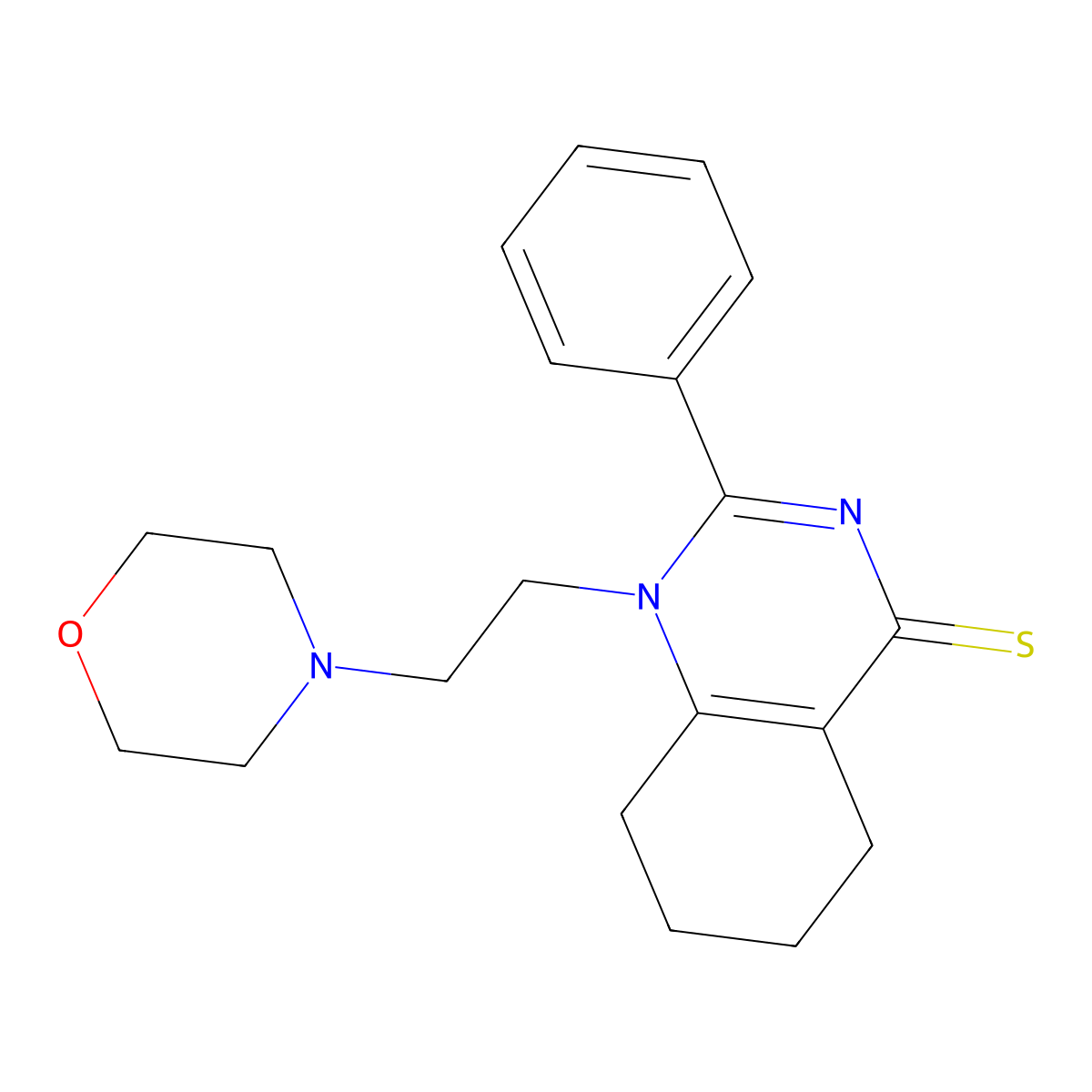 1-(2-morpholinoethyl)-2-phenyl-5,6,7,8-tetrahydroquinazoline-4(1H)-thione molecular structure, CAS 100172-63-2