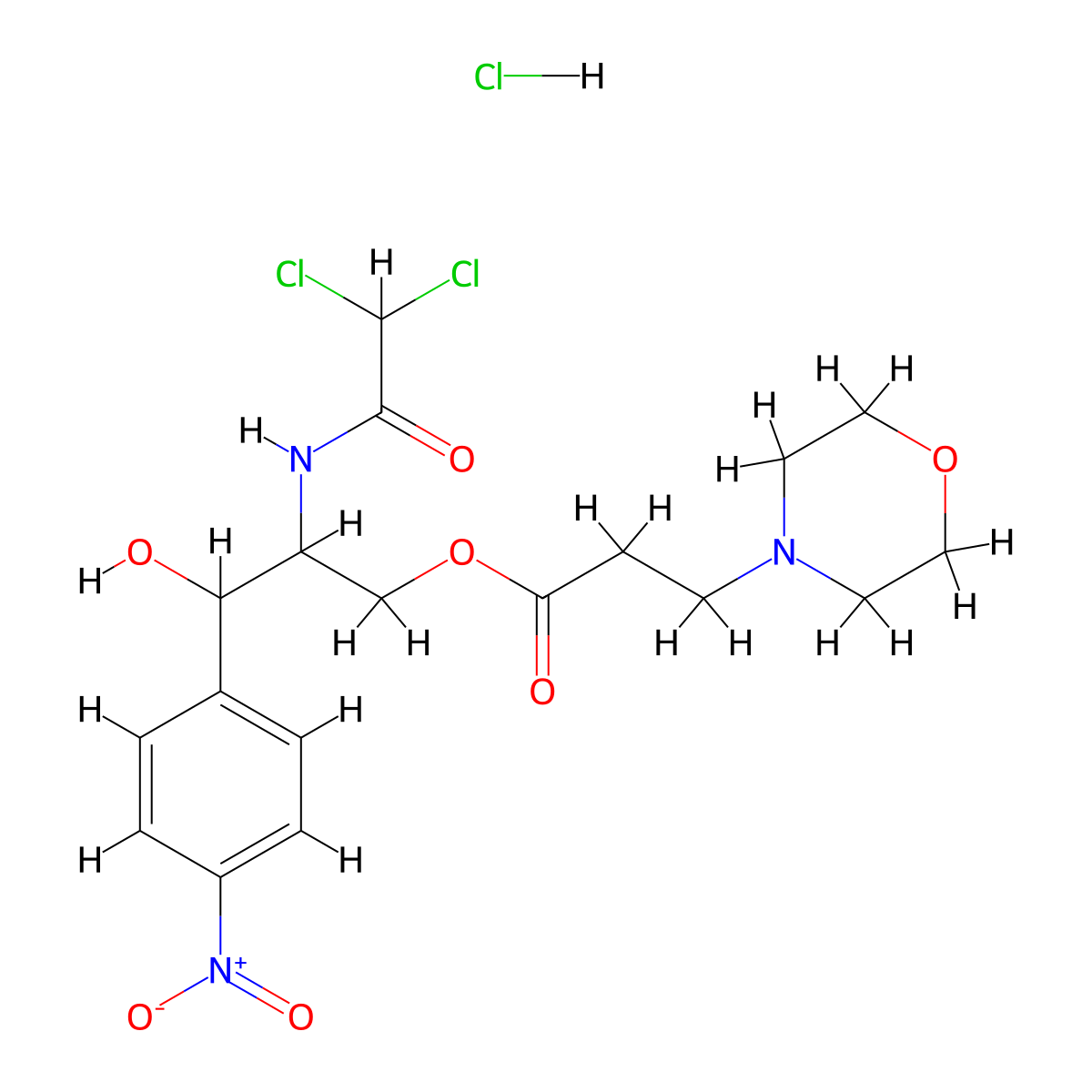 Chloramphenicol 4-morpholinepropionate hydrochloride hydrate molecular structure, CAS 100173-36-2